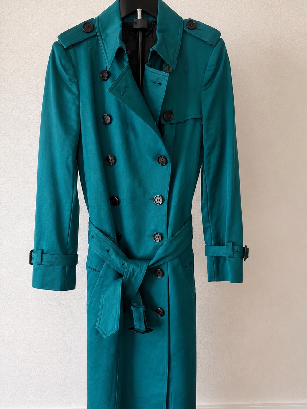 Burberry Prorsum Teal Cotton Trench Coat Made in Italy IT 44 - Picture 3 of 6